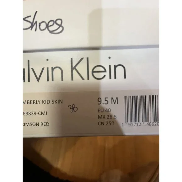 Calvin Klein Red Shoes Size 9.5 Pointed Toe Leather  Pumps With Small Heel - Picture 7 of 7